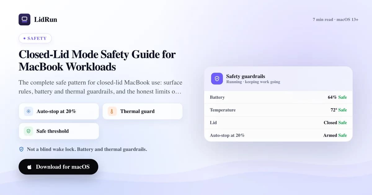 Closed-lid mode safety guide for MacBook workloads